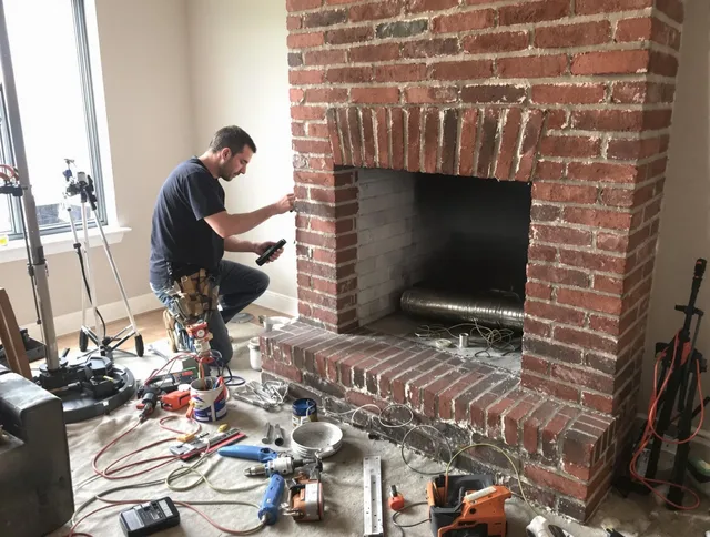 Stafford Chimney Sweep specialist finalizing chimney liner service in Stafford, CT