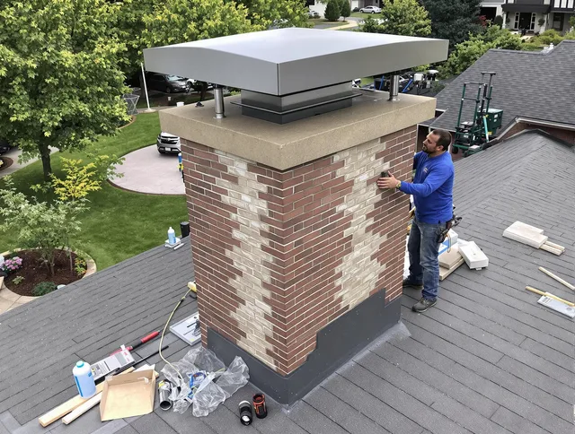 Stafford Chimney Sweep team working on a custom chimney remodel in Stafford, CT