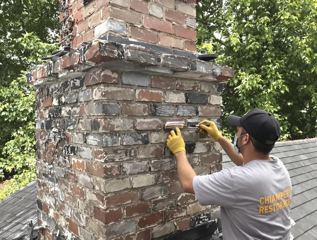 In-progress chimney restoration by Stafford Chimney Sweep in Stafford, CT