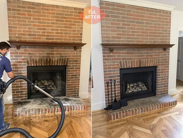 Stafford Chimney Sweep carefully sanitizing a fireplace in Stafford, CT