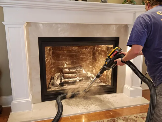 Fireplace cleaning performed by Stafford Chimney Sweep in Stafford, CT